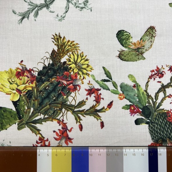 Ткань хлопок тонкий с принтом кактусы