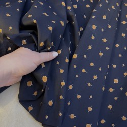 Ткань хлопок черный с растительным принтом 