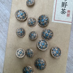 Пуговицы с матовое золотое с бирюзовой эмалью, 23 мм