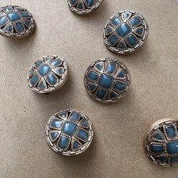 Пуговицы с матовое золотое с бирюзовой эмалью, 23 мм