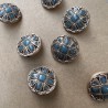 Пуговицы с матовое золотое с бирюзовой эмалью, 23 мм
