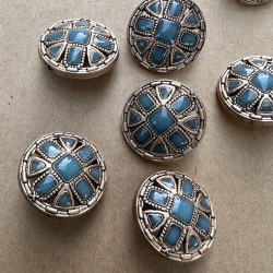 Пуговицы с матовое золотое с бирюзовой эмалью, 23 мм
