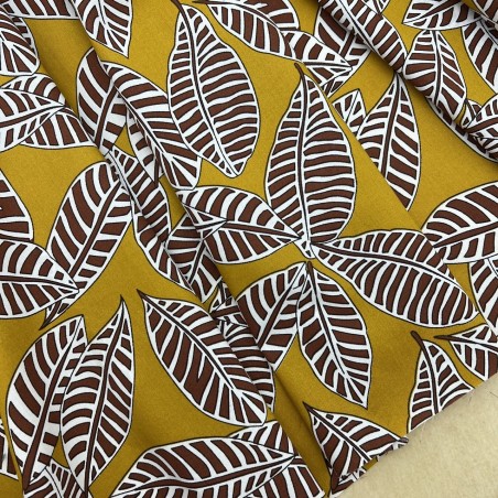 Ткань хлопок с растительным принтом