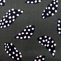 Ткань хлопок хаки с принтом листья