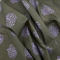 Ткань хлопок хаки с цветочным принтом