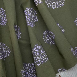 Ткань хлопок хаки с цветочным принтом