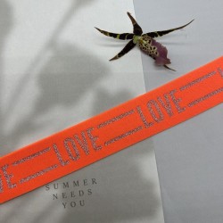 Резинка эластичная для пояса, неоновая оранжевая с серебром, 4 см