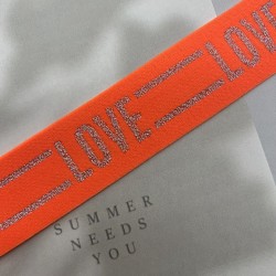 Резинка эластичная для пояса, неоновая оранжевая с серебром, 4 см