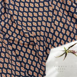 Ткань вискоза летняя с геометрическим принтом на синем фоне