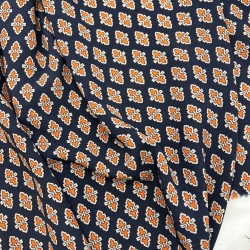 Ткань вискоза летняя с геометрическим принтом на синем фоне