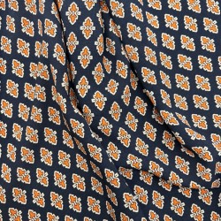 Ткань вискоза летняя с геометрическим принтом на синем фоне