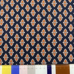 Ткань вискоза летняя с геометрическим принтом на синем фоне