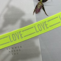 Резинка эластичная для пояса, неоновая салатовая с серебром, 4 см