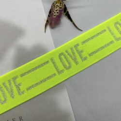 Резинка эластичная для пояса, неоновая салатовая с серебром, 4 см