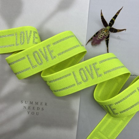 Резинка эластичная для пояса, неоновая салатовая с серебром, 4 см