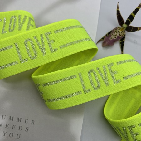 Резинка эластичная для пояса, неоновая салатовая с серебром, 4 см