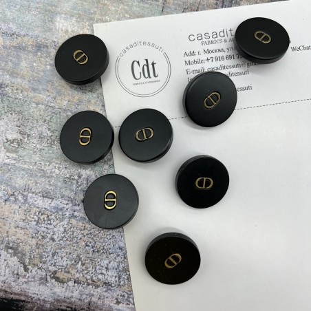 Пуговицы пластик матовый чёрный с буквами CD, 23 мм