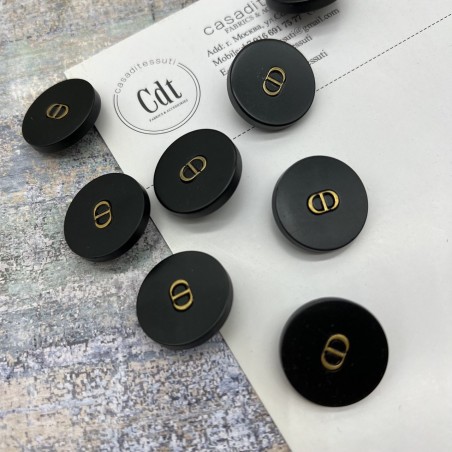 Пуговицы пластик матовый чёрный с буквами CD, 23 мм