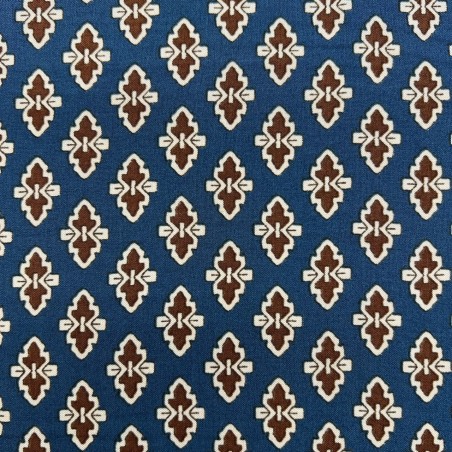 Ткань вискоза летняя с геометрическим принтом на бирюзовом фоне