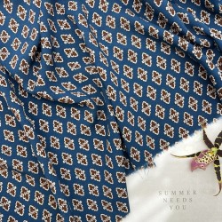 Ткань вискоза летняя с геометрическим принтом на бирюзовом фоне