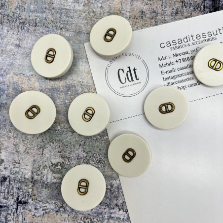 Пуговицы пластик матовый молочный с буквами CD, 23 мм