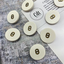 Пуговицы пластик матовый молочный с буквами CD, 23 мм
