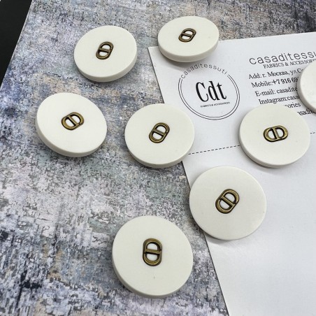 Пуговицы пластик матовый молочный с буквами CD, 23 мм