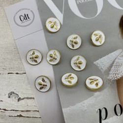 Пуговицы белые с золотистой мухой, 18 мм