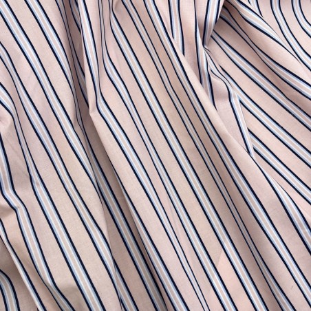 Ткань хлопок с принтом полоска, розовый