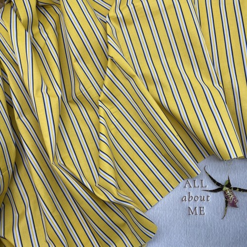 Ткань хлопок с принтом полоска, желтый