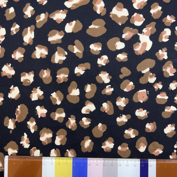 Ткань хлопок чёрный с леопардовым принтом