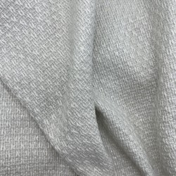 Твид однотонный классический неотбеленный белый с блестящей нитью в тон