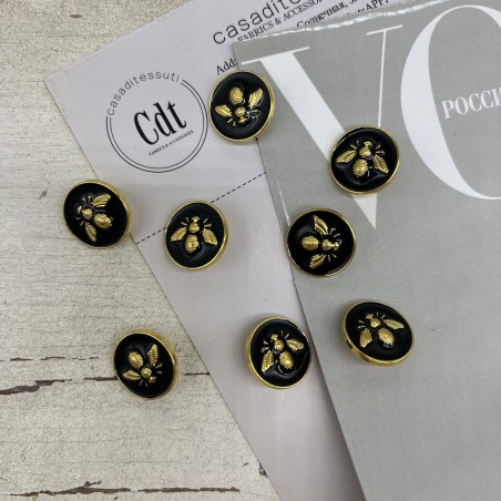 Пуговицы чёрные с золотистой мухой, 18 мм