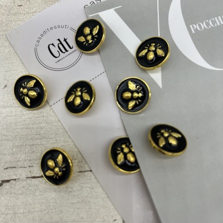 Пуговицы чёрные с золотистой мухой, 18 мм