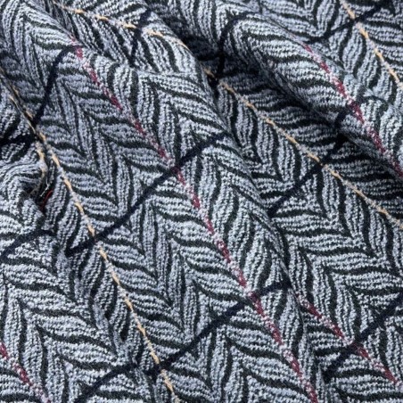 Ткань пальтово-костюмная серо-голубая с рисунко