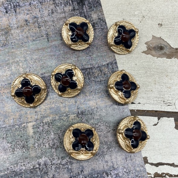 Пуговицы золотистые с цветной эмалью, 25 мм