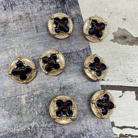 Пуговицы золотистые с цветной эмалью, 25 мм