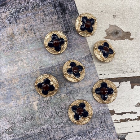 Пуговицы золотистые с цветной эмалью, 25 мм