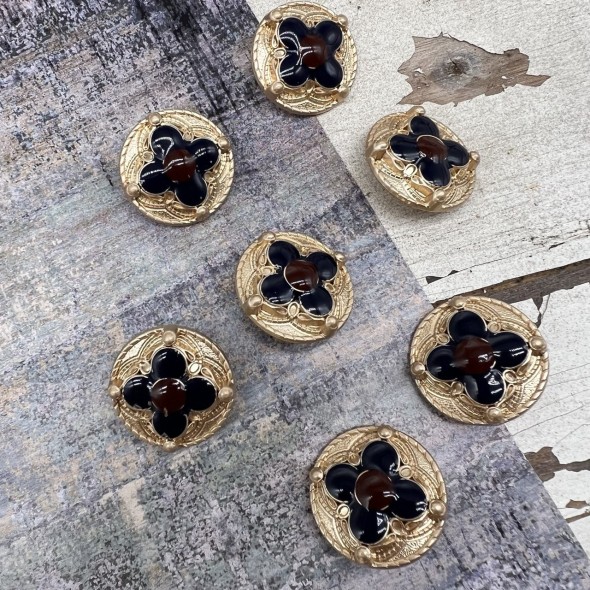 Пуговицы золотистые с цветной эмалью, 25 мм