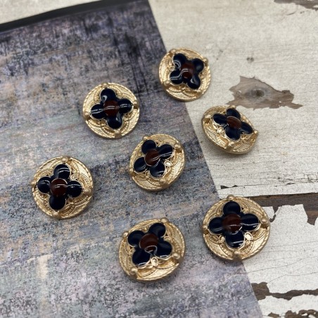 Пуговицы золотистые с цветной эмалью, 25 мм