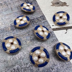 Пуговицы золотистые с цветной эмалью, 25 мм