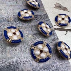 Пуговицы золотистые с цветной эмалью, 25 мм