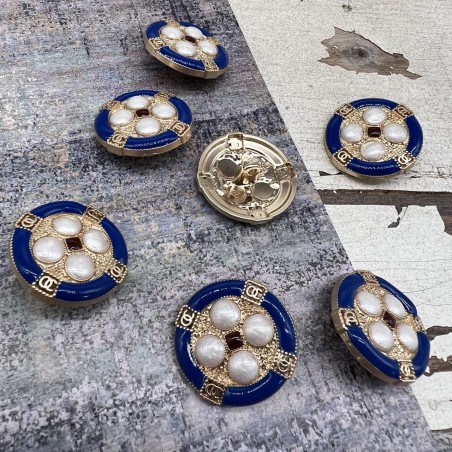 Пуговицы золотистые с цветной эмалью, 25 мм