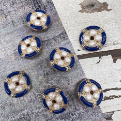 Пуговицы золотистые с цветной эмалью, 25 мм