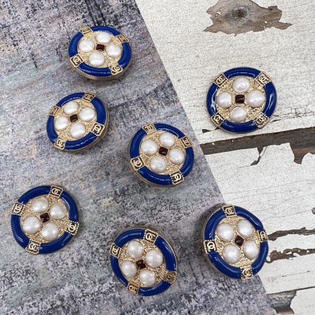 Пуговицы золотистые с цветной эмалью, 25 мм