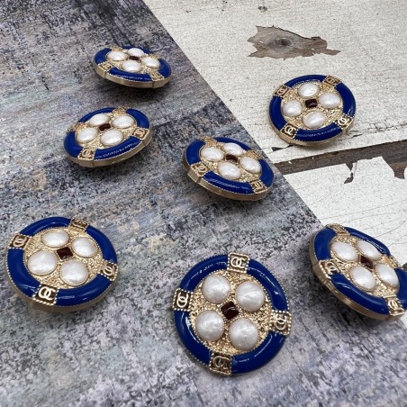 Пуговицы золотистые с цветной эмалью, 25 мм