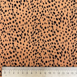 Ткань креп оранжевый с анималистическим принтом