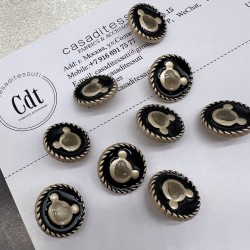 Пуговицы чёрные с матовыми золотистыми медвежатами, 18 мм