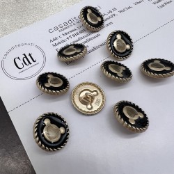 Пуговицы чёрные с матовыми золотистыми медвежатами, 18 мм