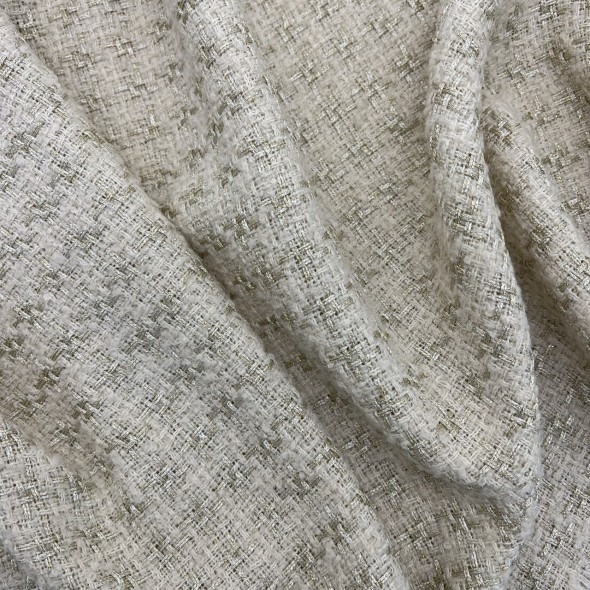 Твид молочный с матовой золотистой нитью